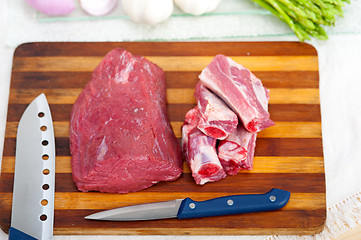 Image showing raw beef and pork ribs