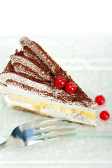 Image showing whipped cream and ribes dessert cake slice