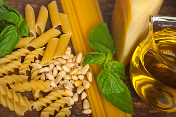 Image showing Italian basil pesto pasta ingredients