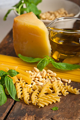 Image showing Italian basil pesto pasta ingredients