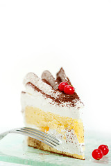 Image showing whipped cream and ribes dessert cake slice