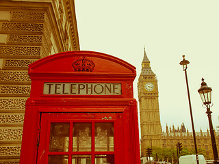 Image showing Retro looking London telephone box