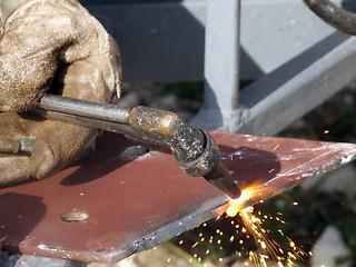 Image showing Welder Welding at a Construction Site