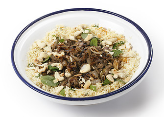 Image showing Tagine of Moroccan spiced mince and couscous