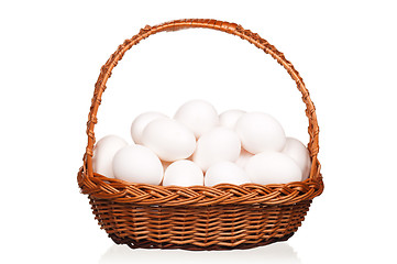 Image showing Eggs in wicker basket