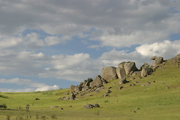 Image showing Granite boulder outcrop in green pasture