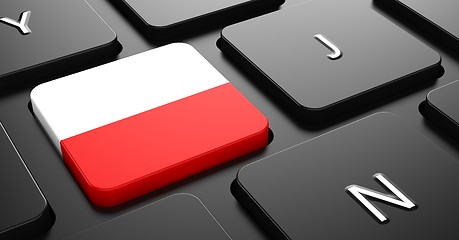 Image showing Poland - Flag on Button of Black Keyboard.