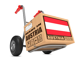 Image showing Made in Austria - Cardboard Box on Hand Truck.