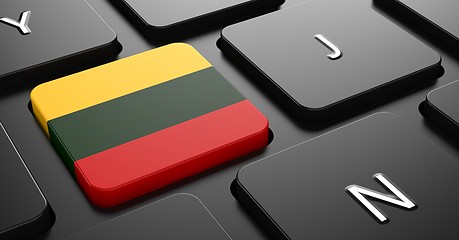 Image showing Lithuania - Flag on Button of Black Keyboard.