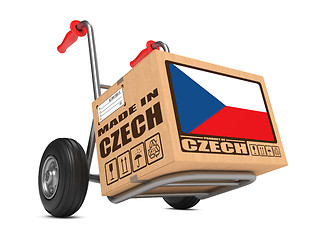 Image showing Made in Czech - Cardboard Box on Hand Truck.