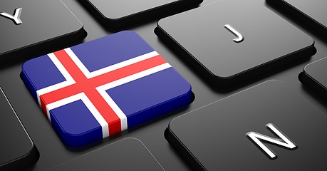 Image showing Iceland - Flag on Button of Black Keyboard.
