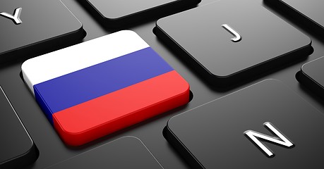 Image showing Russia - Flag on Button of Black Keyboard.