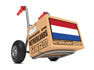 Image showing Made in Netherlands - Cardboard Box on Hand Truck.