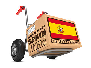 Image showing Made in Spain - Cardboard Box on Hand Truck.