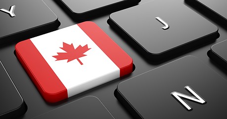 Image showing Canada - Flag on Button of Black Keyboard.