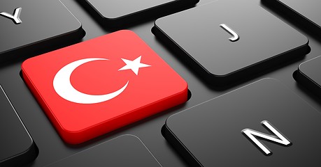 Image showing Turkey - Flag on Button of Black Keyboard.