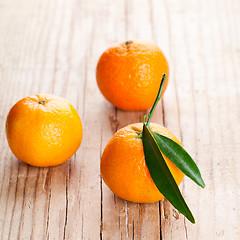 Image showing tangerines with leaves 