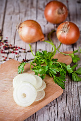 Image showing fresh onions and parsley