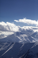 Image showing Snowy mountains at evening