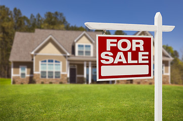 Image showing Home For Sale Sign in Front of New House