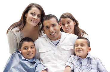 Image showing Happy Attractive Hispanic Family Portrait on White