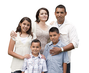 Image showing Happy Attractive Hispanic Family Portrait on White