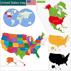 Image showing Colorful USA map