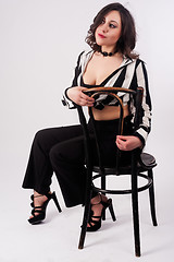 Image showing Sexy Soccer Referee on chair