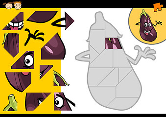 Image showing cartoon eggplant jigsaw puzzle game