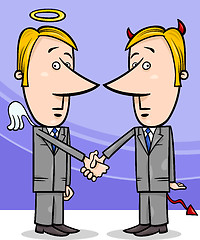 Image showing angel and devil businessmen cartoon