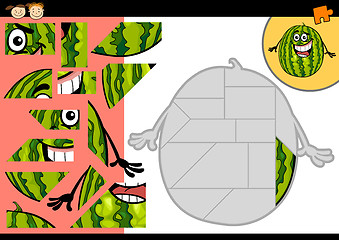 Image showing cartoon watermelon jigsaw puzzle game