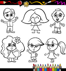 Image showing children cartoon set for coloring book