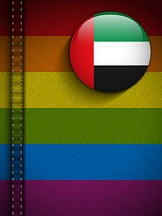 Image showing Gay Flag Button on Jeans Fabric Texture Emirates