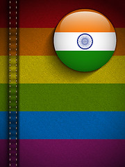 Image showing Gay Flag Button on Jeans Fabric Texture India