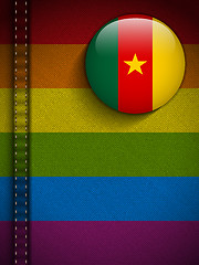 Image showing Gay Flag Button on Jeans Fabric Texture Cameroon