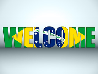 Image showing Brazil Flag Welcome Soccer Letters Background