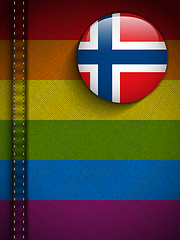 Image showing Gay Flag Button on Jeans Fabric Texture Norway