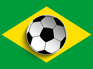 Image showing Brazil Flag with Soccer Ball Background