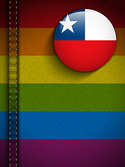 Image showing Gay Flag Button on Jeans Fabric Texture Chile