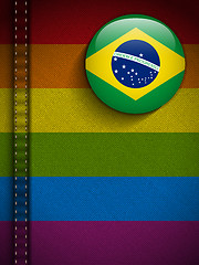 Image showing Gay Flag Button on Jeans Fabric Texture Brazil