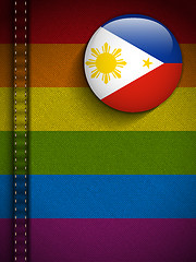 Image showing Gay Flag Button on Jeans Fabric Texture Philippines