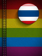 Image showing Gay Flag Button on Jeans Fabric Texture Thailand