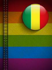 Image showing Gay Flag Button on Jeans Fabric Texture Mali