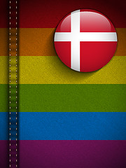 Image showing Gay Flag Button on Jeans Fabric Texture Denmark