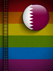 Image showing Gay Flag Button on Jeans Fabric Texture Qatar