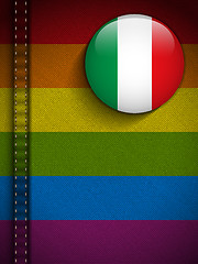 Image showing Gay Flag Button on Jeans Fabric Texture Italy