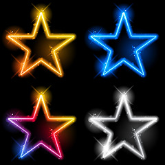 Image showing Glowing Neon Stars Set of Four