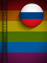 Image showing Gay Flag Button on Jeans Fabric Texture Russia