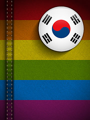 Image showing Gay Flag Button on Jeans Fabric Texture South Korea