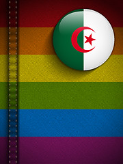 Image showing Gay Flag Button on Jeans Fabric Texture Algeria